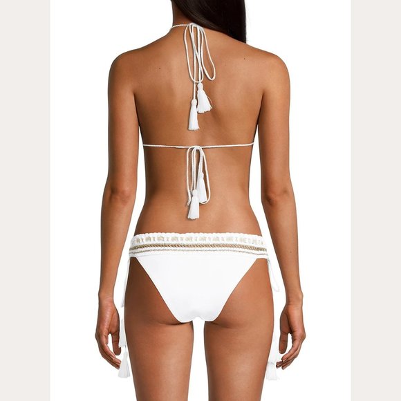 NEW Ramy Brook Sizes M, XL, Womens Topanga Bikini Metallic Crochet Top - White - Picture 5 of 6